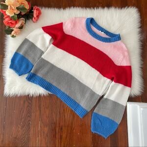 Red Pink Stripe Sweater by Promesa Blue White Size s/m